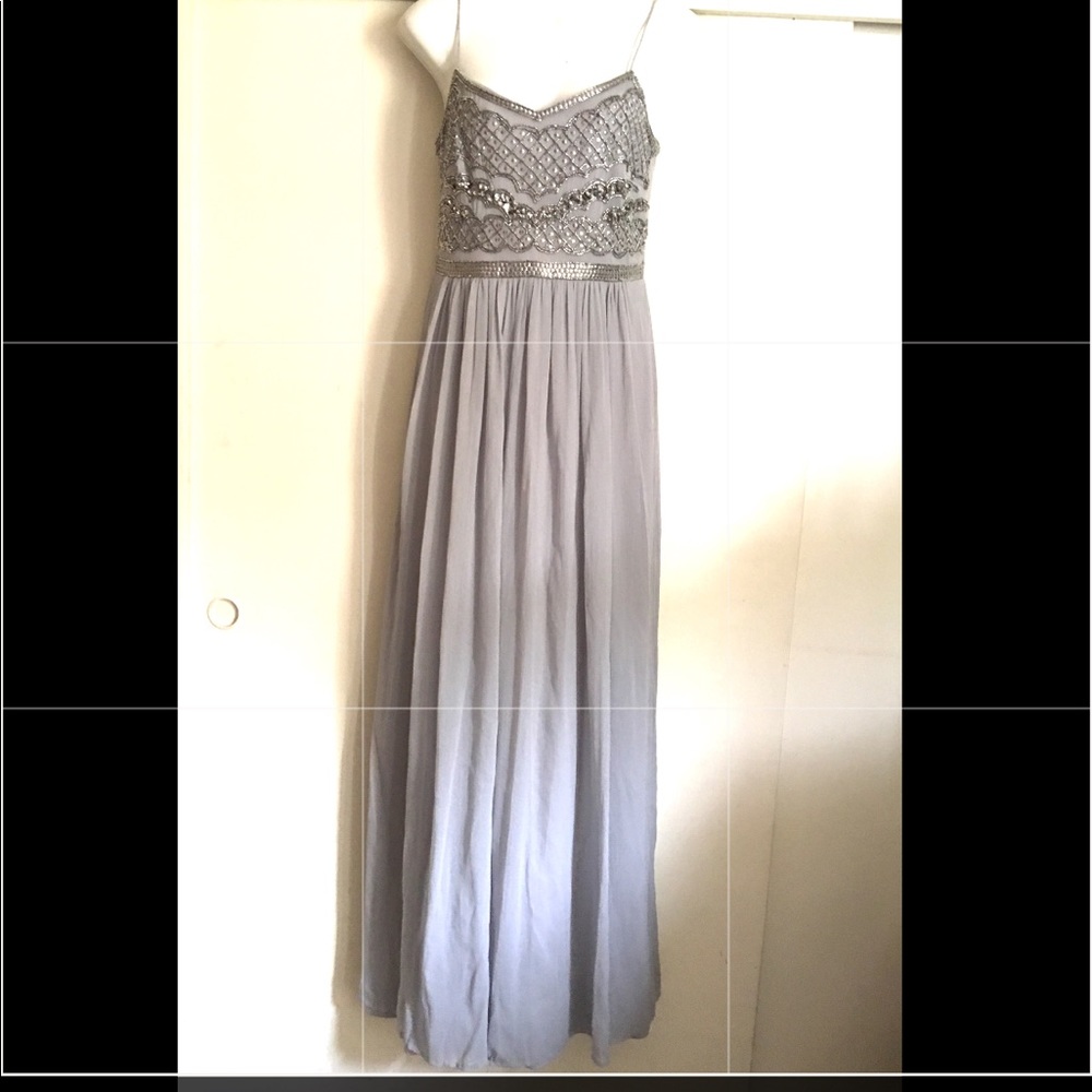 Beautiful grey silver  long party dress.